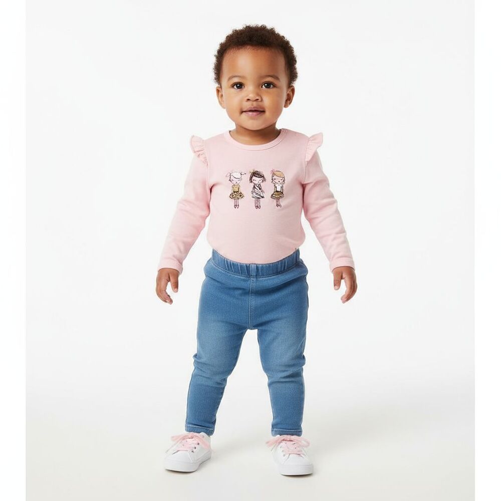 Gap Pink One Piece Girls 3-6 Months Ruffle Long Sleeve Glitter Winter